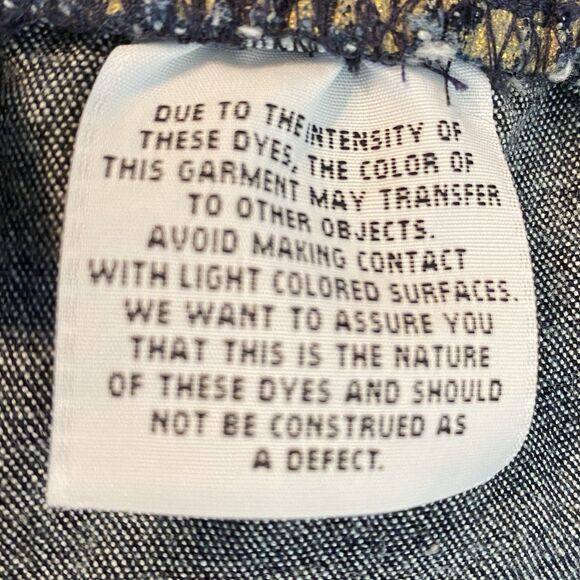 VTG 90s Forenza NWOT Sparkle Floral Waist Pull On Jeans TALL SPANDEX Gold NEW L - Picture 6 of 9